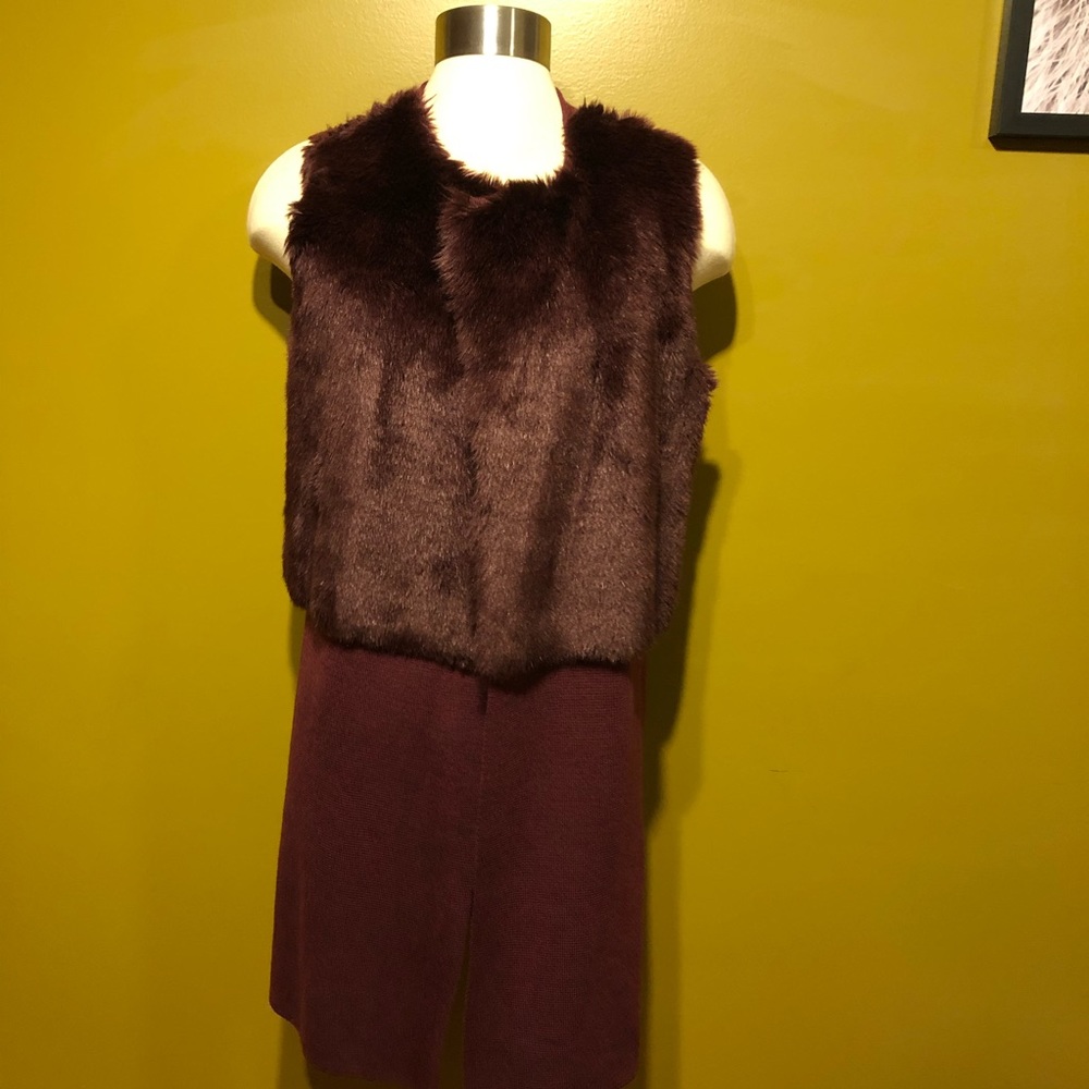 The Limited Burgundy Fur Sweater Vest